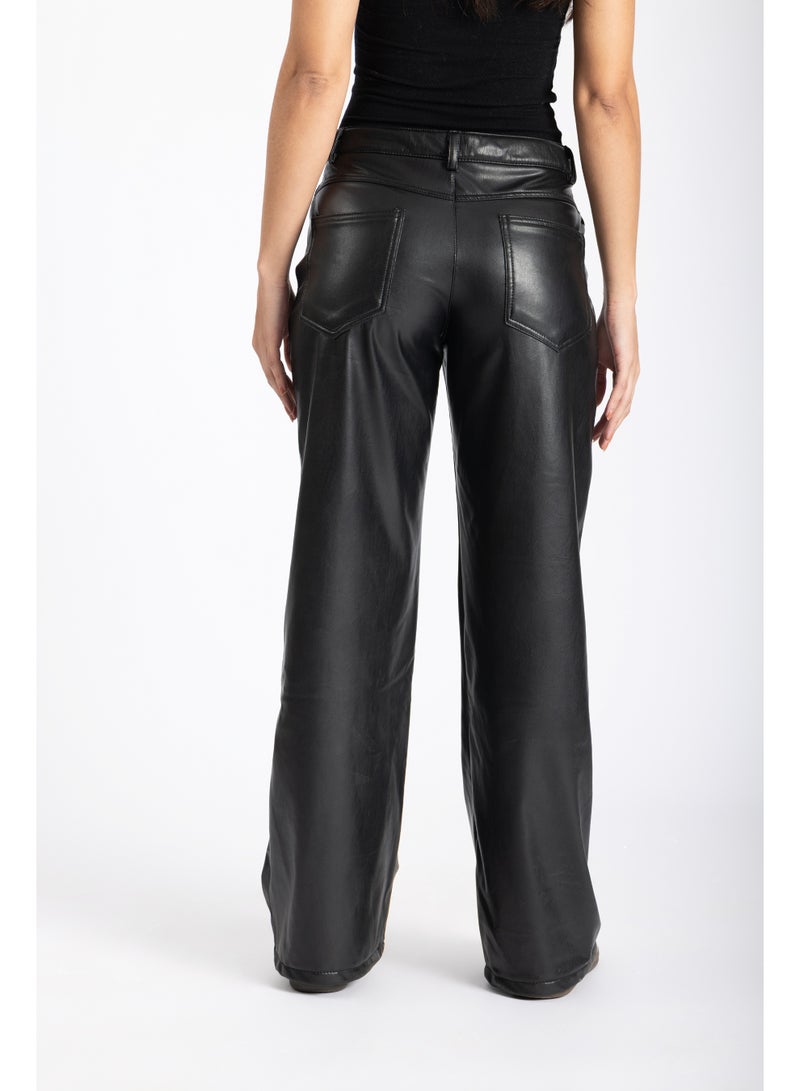 AMICI Straight leg leather trouser black - Image 3